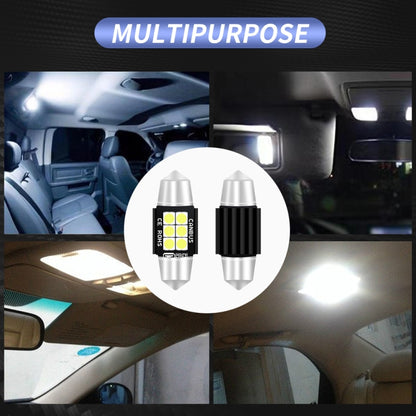 2 ชิ้น 31 มิลลิเมตร DC12V-24V 3 วัตต์ 6000 พัน 660LM 6 LEDs SMD-3030 รถโคมไฟอ่านหนังสือ / ไฟป้ายทะเบียน, 31mm (3W)
