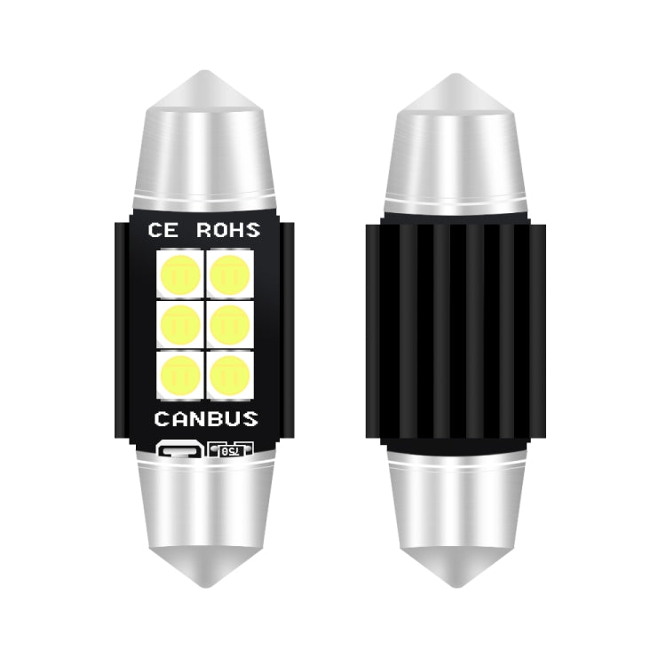 2 ชิ้น 36 มิลลิเมตร DC12V-24V 3 วัตต์ 6000 พัน 660LM 6 LEDs SMD-3030 รถโคมไฟอ่านหนังสือ / ไฟป้ายทะเบียน, 36mm (3W)