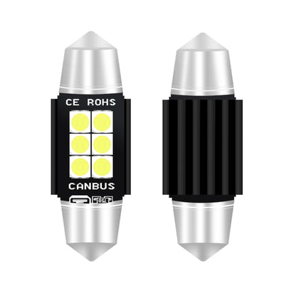 2 ชิ้น 36 มิลลิเมตร DC12V-24V 3 วัตต์ 6000 พัน 660LM 6 LEDs SMD-3030 รถโคมไฟอ่านหนังสือ / ไฟป้ายทะเบียน, 36mm (3W)