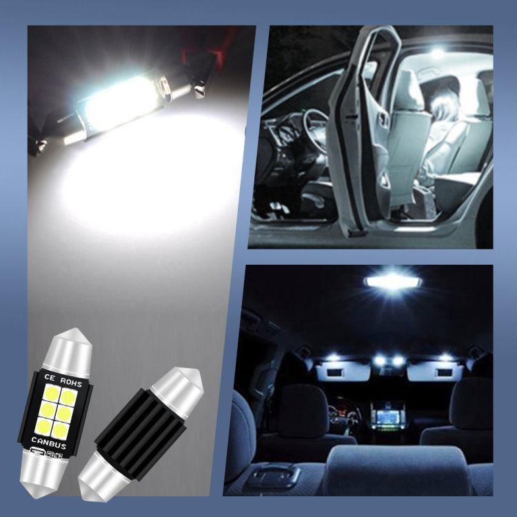 2 ชิ้น 36 มิลลิเมตร DC12V-24V 3 วัตต์ 6000 พัน 660LM 6 LEDs SMD-3030 รถโคมไฟอ่านหนังสือ / ไฟป้ายทะเบียน, 36mm (3W)