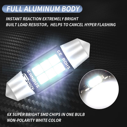2 ชิ้น 36 มิลลิเมตร DC12V-24V 3 วัตต์ 6000 พัน 660LM 6 LEDs SMD-3030 รถโคมไฟอ่านหนังสือ / ไฟป้ายทะเบียน, 36mm (3W)