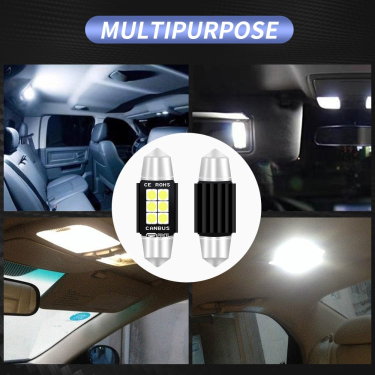 2 ชิ้น 36 มิลลิเมตร DC12V-24V 3 วัตต์ 6000 พัน 660LM 6 LEDs SMD-3030 รถโคมไฟอ่านหนังสือ / ไฟป้ายทะเบียน, 36mm (3W)