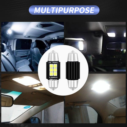2 ชิ้น 36 มิลลิเมตร DC12V-24V 3 วัตต์ 6000 พัน 660LM 6 LEDs SMD-3030 รถโคมไฟอ่านหนังสือ / ไฟป้ายทะเบียน, 36mm (3W)