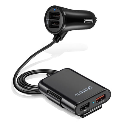 HMQ-C801 1.8 ม. 8A สูงสุด 4 พอร์ต USB ที่ชาร์จแบตในรถพร้อมฮับ USB แบบขยายสำหรับการชาร์จเบาะหน้าและหลัง, HMQ-C801