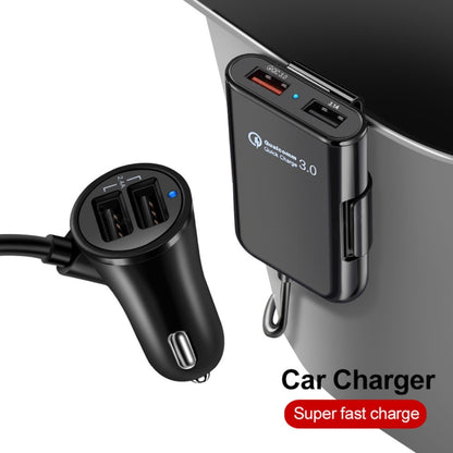 HMQ-C801 1.8 ม. 8A สูงสุด 4 พอร์ต USB ที่ชาร์จแบตในรถพร้อมฮับ USB แบบขยายสำหรับการชาร์จเบาะหน้าและหลัง, HMQ-C801
