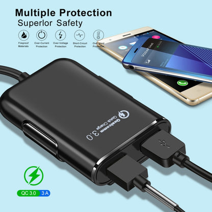 HMQ-C801 1.8 ม. 8A สูงสุด 4 พอร์ต USB ที่ชาร์จแบตในรถพร้อมฮับ USB แบบขยายสำหรับการชาร์จเบาะหน้าและหลัง, HMQ-C801