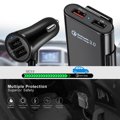 HMQ-C801 1.8 ม. 8A สูงสุด 4 พอร์ต USB ที่ชาร์จแบตในรถพร้อมฮับ USB แบบขยายสำหรับการชาร์จเบาะหน้าและหลัง, HMQ-C801