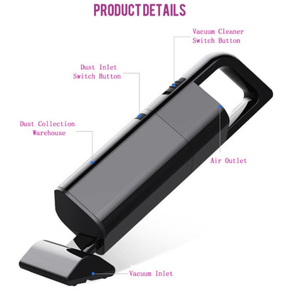 รถแบบพกพาไร้สาย 120W มือถือเครื่องดูดฝุ่นทรงพลัง, Wireless (Black), Wireless (White)