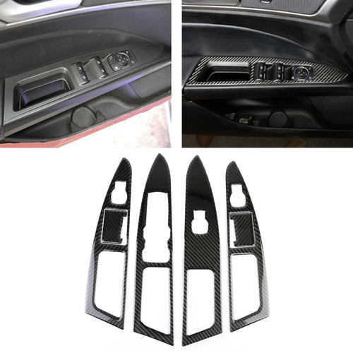 6 ชิ้นรถคาร์บอนไฟเบอร์หน้าต่างยกแผงสติกเกอร์ตกแต่งสำหรับฟอร์ด Mondeo ใหม่, Fiber Window Lift