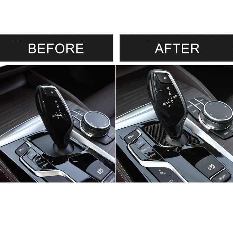 คาร์บอนไฟเบอร์เกียร์คันโยกแผงด้านล่างสติกเกอร์ตกแต่งสำหรับ BMW 5 Series G38 528Li / 530Li / 540Li 2018, ไดรฟ์ซ้าย, Gear Lever Lower