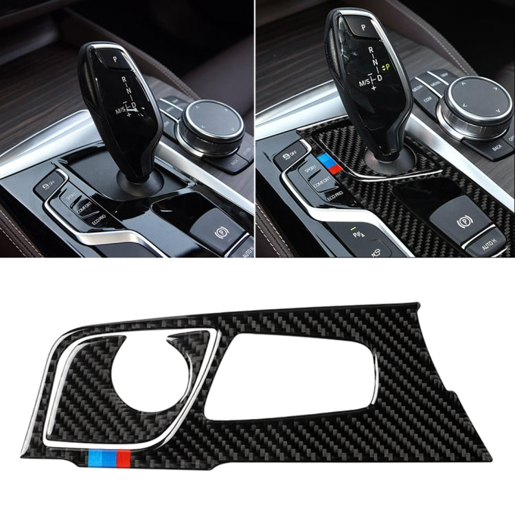2 ใน 1 รถไตรรงค์คาร์บอนไฟเบอร์ตำแหน่งเกียร์แผงสติกเกอร์ตกแต่งสำหรับ BMW ซีรีส์ 5 G38 528Li / 530Li / 540Li 2018, ไดรฟ์ซ้าย, Gear Position (2 in 1)