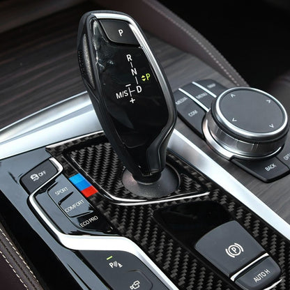 2 ใน 1 รถไตรรงค์คาร์บอนไฟเบอร์ตำแหน่งเกียร์แผงสติกเกอร์ตกแต่งสำหรับ BMW ซีรีส์ 5 G38 528Li / 530Li / 540Li 2018, ไดรฟ์ซ้าย, Gear Position (2 in 1)