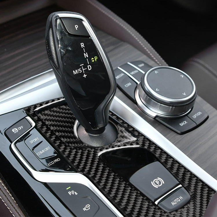2 ใน 1 รถคาร์บอนไฟเบอร์ตำแหน่งเกียร์แผงสติกเกอร์ตกแต่งสำหรับ BMW ซีรีส์ 5 G38 528Li / 530Li / 540Li 2018, ไดรฟ์ซ้าย, Gear Position