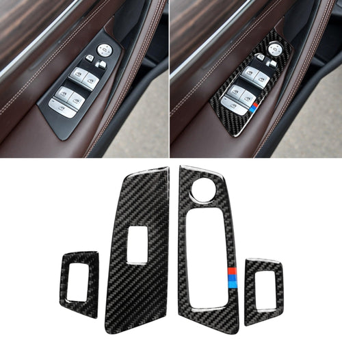 รถ Tricolor คาร์บอนไฟเบอร์ประตูหน้าต่างแผงสติกเกอร์ตกแต่งสำหรับ, ซ้าย DriveMW 5 Series G38 528Li/530Li/540Li 2018, Door Window Lift(Tricolor)
