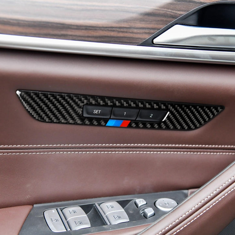 รถไตรรงค์คาร์บอนไฟเบอร์ที่นั่งหน่วยความจำปุ่มสติกเกอร์ตกแต่งสำหรับ BMW ซีรีส์ 5 G38 528Li / 530Li / 540Li 2018, Seat Memory Button(Tricolor)