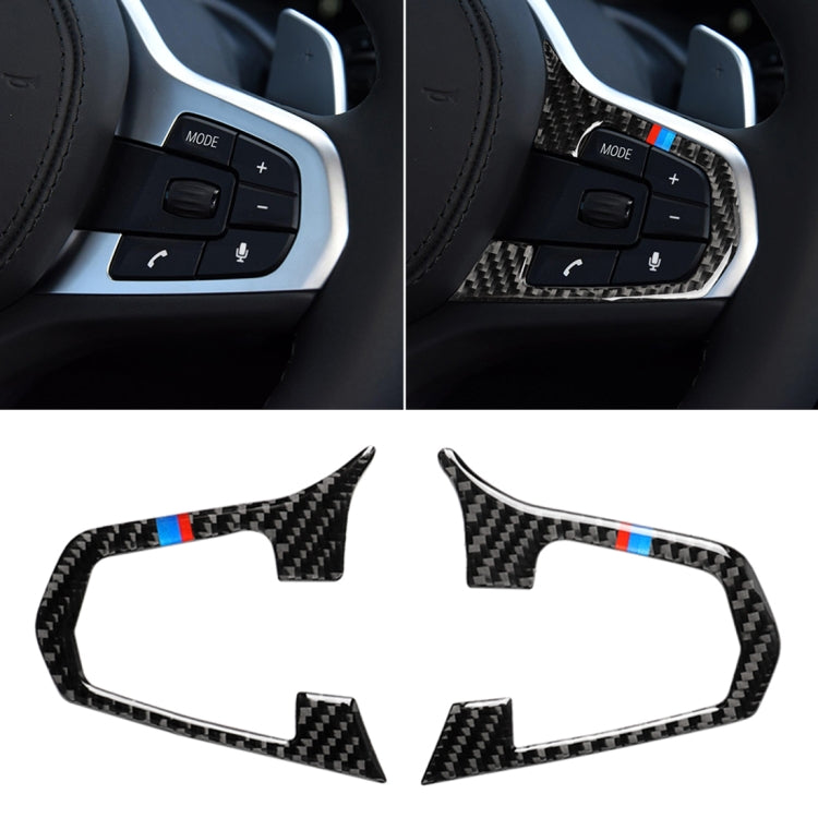 รถ Tricolor คาร์บอนไฟเบอร์พวงมาลัยปุ่ม A สติกเกอร์ตกแต่งสำหรับ BMW 5 Series G30/G38 X3 g01/G08, Steering Wheel(Tricolor A)