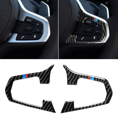 รถ Tricolor คาร์บอนไฟเบอร์พวงมาลัยปุ่ม A สติกเกอร์ตกแต่งสำหรับ BMW 5 Series G30/G38 X3 g01/G08, Steering Wheel(Tricolor A)