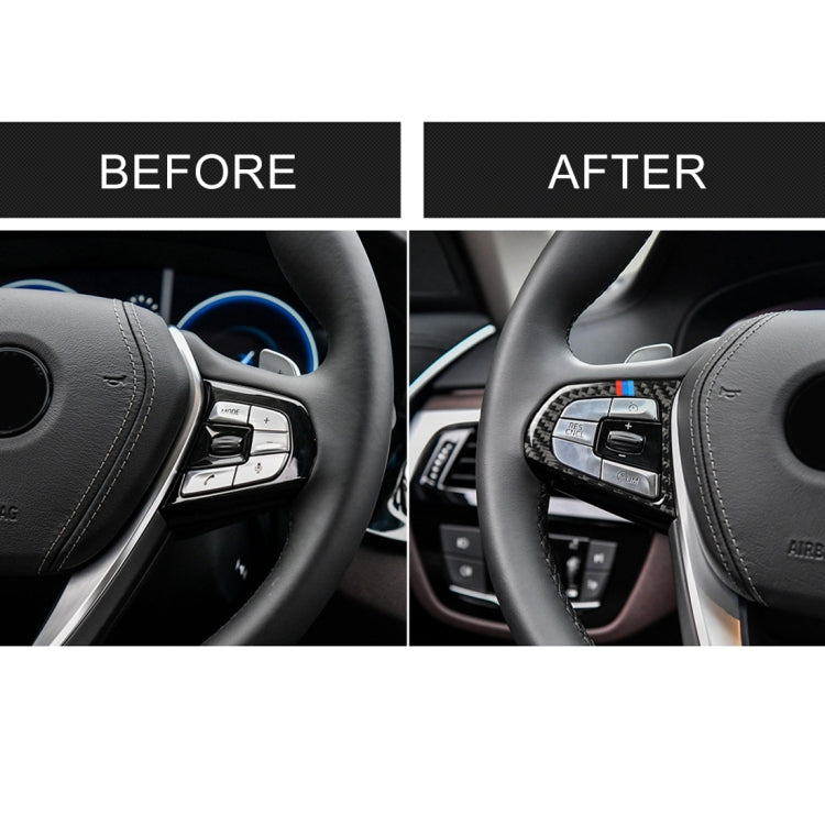 รถ Tricolor คาร์บอนไฟเบอร์พวงมาลัยปุ่มการกำหนดค่า B สติกเกอร์ตกแต่งสำหรับ BMW 5 Series G30/G38 X3 g01/G08, Steering Wheel Button(Tricolor)
