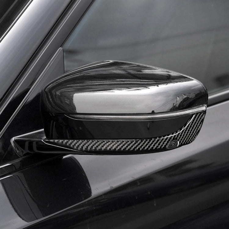 2 ชิ้นรถยนต์คาร์บอนไฟเบอร์กระจกมองหลังกันชนแถบสติกเกอร์ตกแต่งสำหรับ BMW G30 (2018-2019) / G11 (2016-2019) ไดรฟ์ซ้ายพร้อมกล้อง, Rearview Mirror Left Drive with Camera