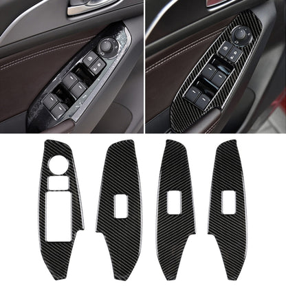 รถคาร์บอนไฟเบอร์ไดรฟ์ซ้ายหน้าต่างแผงสติกเกอร์ตกแต่งสำหรับ Mazda Axela 2014/2017-2018, Left Drive Window Lift Panel