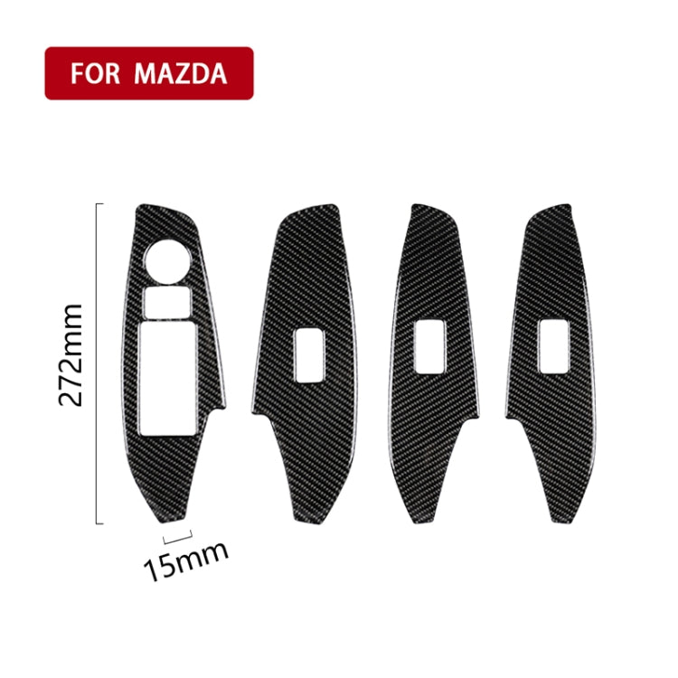 รถคาร์บอนไฟเบอร์ไดรฟ์ซ้ายหน้าต่างแผงสติกเกอร์ตกแต่งสำหรับ Mazda Axela 2014/2017-2018, Left Drive Window Lift Panel