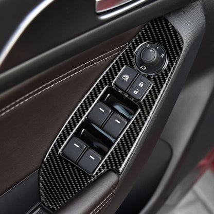 รถคาร์บอนไฟเบอร์ไดรฟ์ซ้ายหน้าต่างแผงสติกเกอร์ตกแต่งสำหรับ Mazda Axela 2014/2017-2018, Left Drive Window Lift Panel