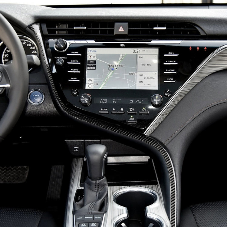 คาร์บอนไฟเบอร์ Central Control S Strip สติกเกอร์ตกแต่งสำหรับ Toyota รุ่นที่ 8 Camry 2018-2019,ไดรฟ์ซ้าย, Central Control S Strip