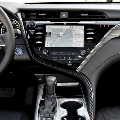 คาร์บอนไฟเบอร์ Central Control S Strip สติกเกอร์ตกแต่งสำหรับ Toyota รุ่นที่ 8 Camry 2018-2019,ไดรฟ์ซ้าย, Central Control S Strip