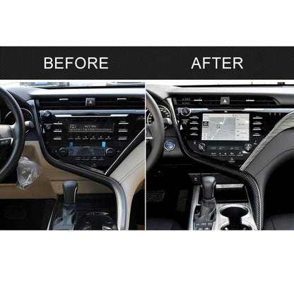 คาร์บอนไฟเบอร์ Central Control S Strip สติกเกอร์ตกแต่งสำหรับ Toyota รุ่นที่ 8 Camry 2018-2019,ไดรฟ์ซ้าย, Central Control S Strip