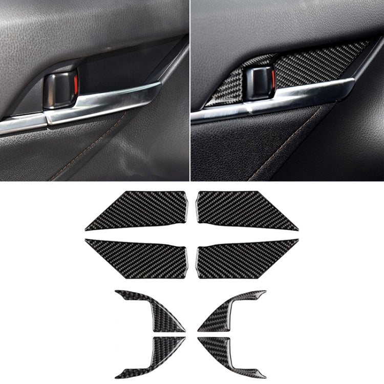 8 ใน 1 รถคาร์บอนไฟเบอร์ประตูด้านในนาฬิกาข้อมือแผงสติกเกอร์ตกแต่งสำหรับ Toyota รุ่นที่ 8 Camry 2018-2019, Door Inner Handle Wrist