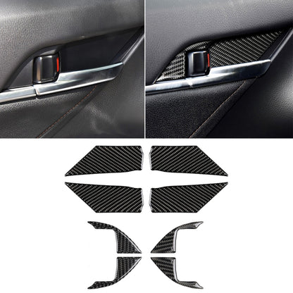 8 ใน 1 รถคาร์บอนไฟเบอร์ประตูด้านในนาฬิกาข้อมือแผงสติกเกอร์ตกแต่งสำหรับ Toyota รุ่นที่ 8 Camry 2018-2019, Door Inner Handle Wrist