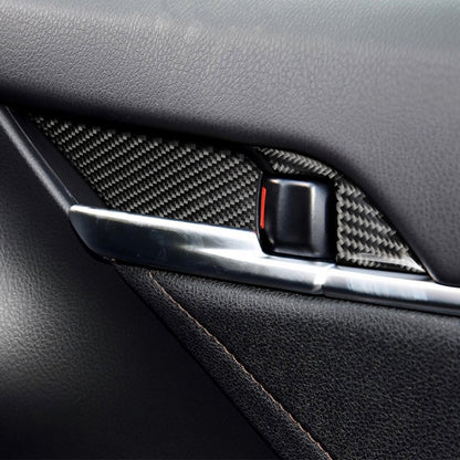 8 ใน 1 รถคาร์บอนไฟเบอร์ประตูด้านในนาฬิกาข้อมือแผงสติกเกอร์ตกแต่งสำหรับ Toyota รุ่นที่ 8 Camry 2018-2019, Door Inner Handle Wrist