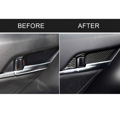 8 ใน 1 รถคาร์บอนไฟเบอร์ประตูด้านในนาฬิกาข้อมือแผงสติกเกอร์ตกแต่งสำหรับ Toyota รุ่นที่ 8 Camry 2018-2019, Door Inner Handle Wrist