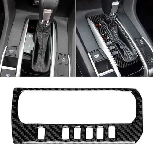 คาร์บอนไฟเบอร์เกียร์ตำแหน่งปุ่มกรอบตกแต่งสติกเกอร์สำหรับ Honda รุ่นที่ 10 Civic 2016-2019,ไดรฟ์ซ้าย, Gear Position Button Frame