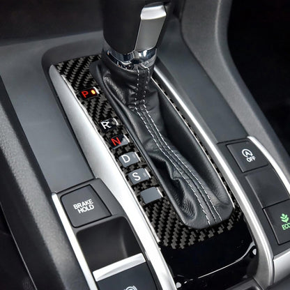 คาร์บอนไฟเบอร์เกียร์ตำแหน่งปุ่มกรอบตกแต่งสติกเกอร์สำหรับ Honda รุ่นที่ 10 Civic 2016-2019,ไดรฟ์ซ้าย, Gear Position Button Frame