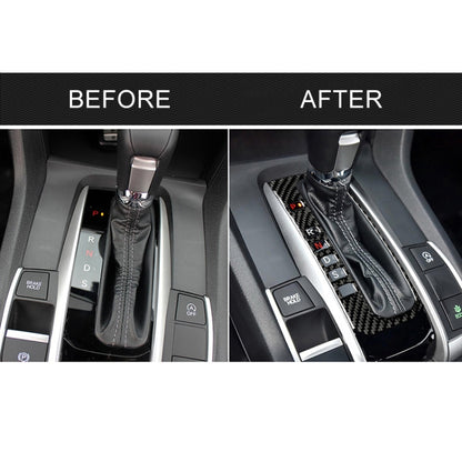 คาร์บอนไฟเบอร์เกียร์ตำแหน่งปุ่มกรอบตกแต่งสติกเกอร์สำหรับ Honda รุ่นที่ 10 Civic 2016-2019,ไดรฟ์ซ้าย, Gear Position Button Frame