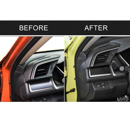 คาร์บอนไฟเบอร์ Central Control ซ้ายลายสติกเกอร์ตกแต่งสำหรับ Honda รุ่นที่ 10 Civic 2016-2019, ไดรฟ์ซ้าย, Central Control Left Stripe