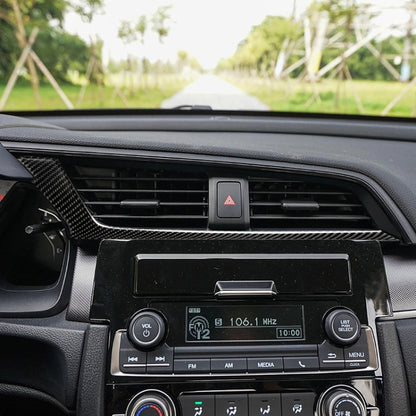 คาร์บอนไฟเบอร์ Central Control Air Outlet ด้านล่างสติกเกอร์ตกแต่งสำหรับ Honda รุ่นที่ 10 Civic 2016-2019, ไดรฟ์ซ้าย, Central Control Air Outlet Below