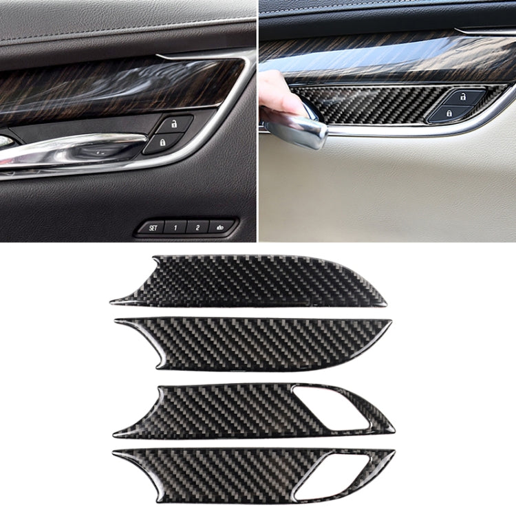 รถคาร์บอนไฟเบอร์ประตูด้านใน Handle นาฬิกาข้อมือแผงสติกเกอร์ตกแต่งสำหรับ Cadillac XT5 2016-2017, Door Inner Handle Wrist