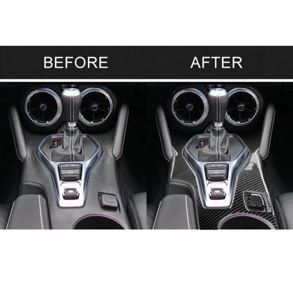 2 ใน 1 รถคาร์บอนไฟเบอร์ Central Control Gear กรอบด้านนอกสติกเกอร์ตกแต่งสำหรับ Chevrolet Camaro 2017-2019, Central Control Gear Outer Frame