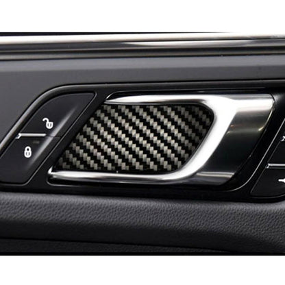 4 ชิ้นคาร์บอนไฟเบอร์รถชามประตูด้านในสติกเกอร์ตกแต่งสำหรับพอร์ช Macan, Inner Door Bowl