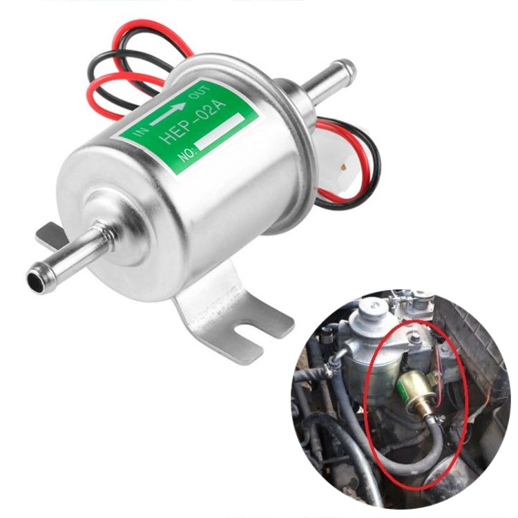 HEP-02A Universal รถ 24V ปั๊มเชื้อเพลิงแบบอินไลน์แรงดันต่ำปั๊มเชื้อเพลิงไฟฟ้า, 24V (Silver)