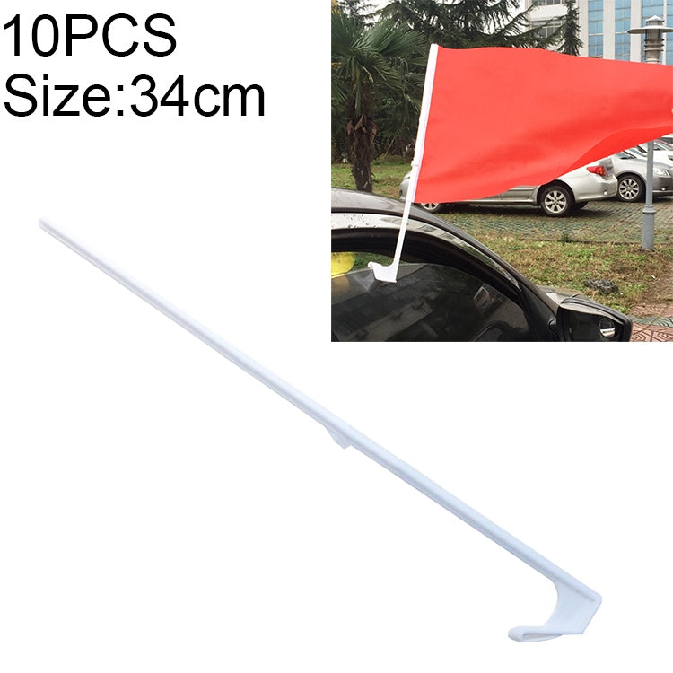 10 ชิ้น 34 ซม. คลิปชนิดรถหน้าต่างเสาธงพลาสติกไม่มีธง, 34cm