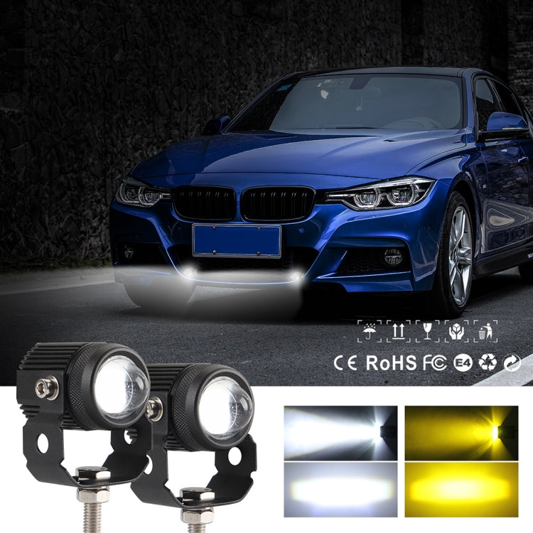 2 ชิ้น DC9-36V / 20W / 6000K / 3000K / 2000LM รถจักรยานยนต์ไฟหน้าสองสี / ไฟตัดหมอก, 20W