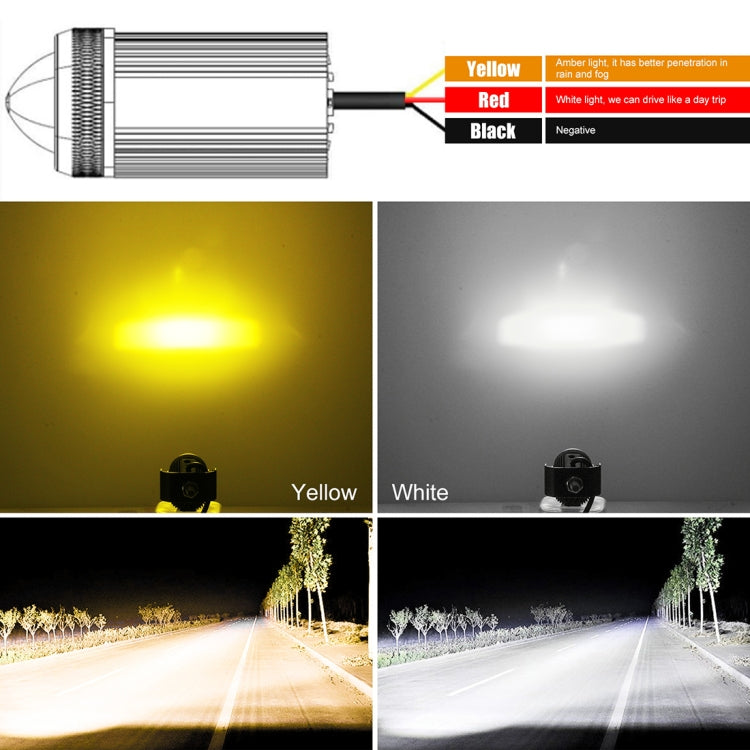 2 ชิ้น DC9-36V / 20W / 6000K / 3000K / 2000LM รถจักรยานยนต์ไฟหน้าสองสี / ไฟตัดหมอก, 20W