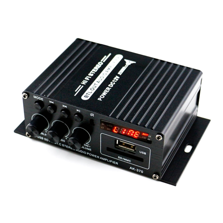 AK370 12V ครัวเรือน / รถ Bluetooth เครื่องขยายเสียงไฮไฟพร้อมรีโมทคอนโทรล, AK370