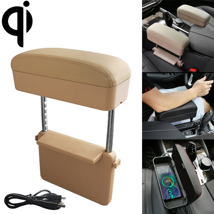Universal Car Wireless Qi Standard Charger หนัง PU ห่อกล่องเบาะรถกล่อง Mat พร้อมกล่องเก็บ, 1pc(Black), 1pc(Black Red), 1pc(Black White), 1pc(Grey), 1pc(Beige), 1pc(Brown)