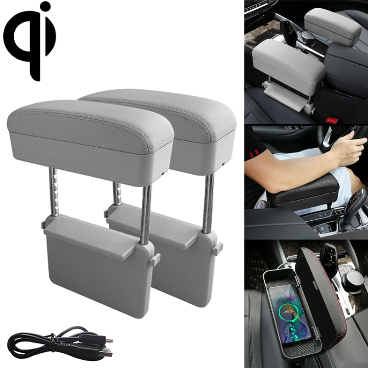 2 ชิ้นรถสากลไร้สาย Qi ที่ชาร์จมาตรฐานหนัง PU ห่อที่วางแขนกล่องเบาะที่เท้าแขนรถกล่องจ้าพร้อมกล่องเก็บ, 2pcs(Black Red), 2pcs(Black White), 2pcs(Grey), 2pcs(Beige), 2pcs(Brown)