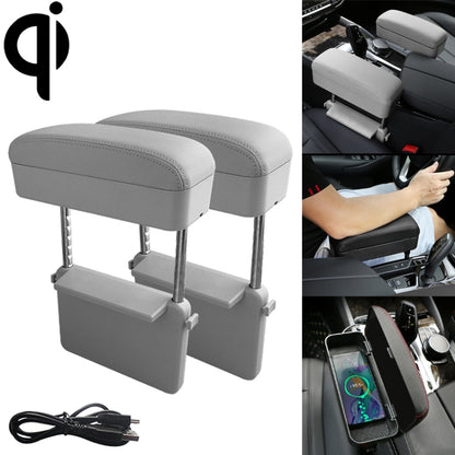 2 ชิ้นรถสากลไร้สาย Qi ที่ชาร์จมาตรฐานหนัง PU ห่อที่วางแขนกล่องเบาะที่เท้าแขนรถกล่องจ้าพร้อมกล่องเก็บ, 2pcs(Black Red), 2pcs(Black White), 2pcs(Grey), 2pcs(Beige), 2pcs(Brown)