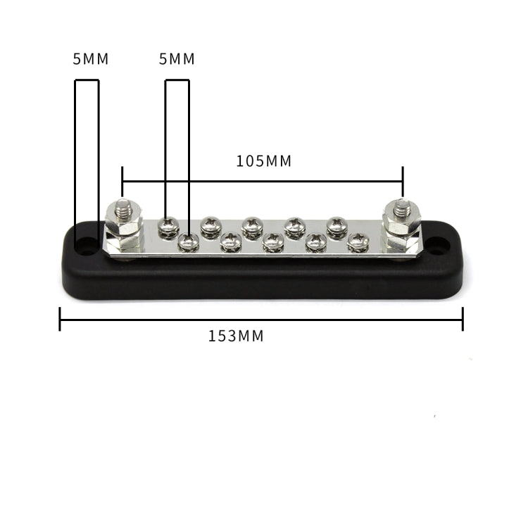 10 Way Power Distribution Bus Bar 10 บิตกล่องกระจายเดี่ยวสำหรับรถยนต์/RV/เรือ, 10-bit